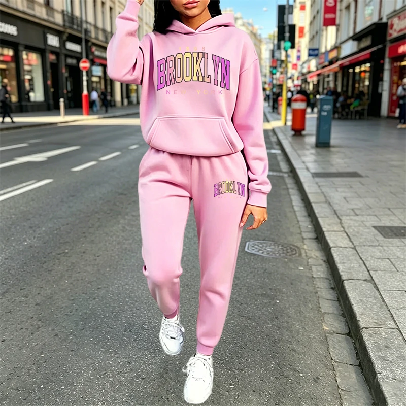 Winter Clothing Outfits - Casual Women's Outfits Print Hooded Sweatshirt