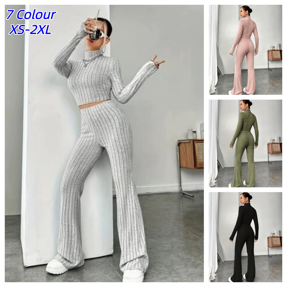Women's Matching Knitted 2 Pie - Winter Clothing Vintage 评论和价格