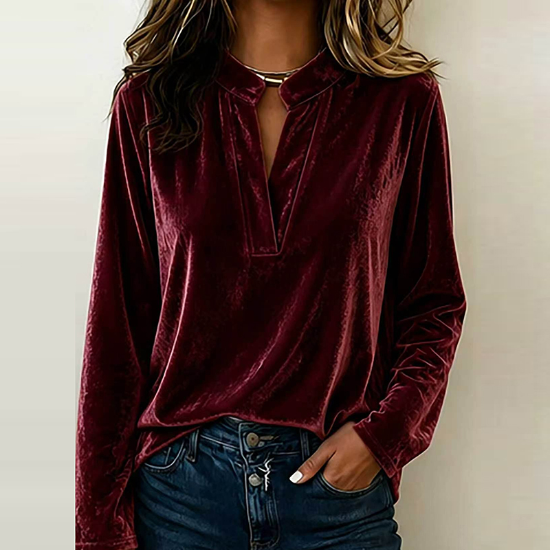 Fashion Velvet Blouse Women Lo - Winter Clothing Girls 评论和价格