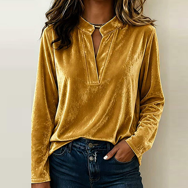 Fashion Velvet Blouse Women Lo - Winter Clothing Girls 评论和价格