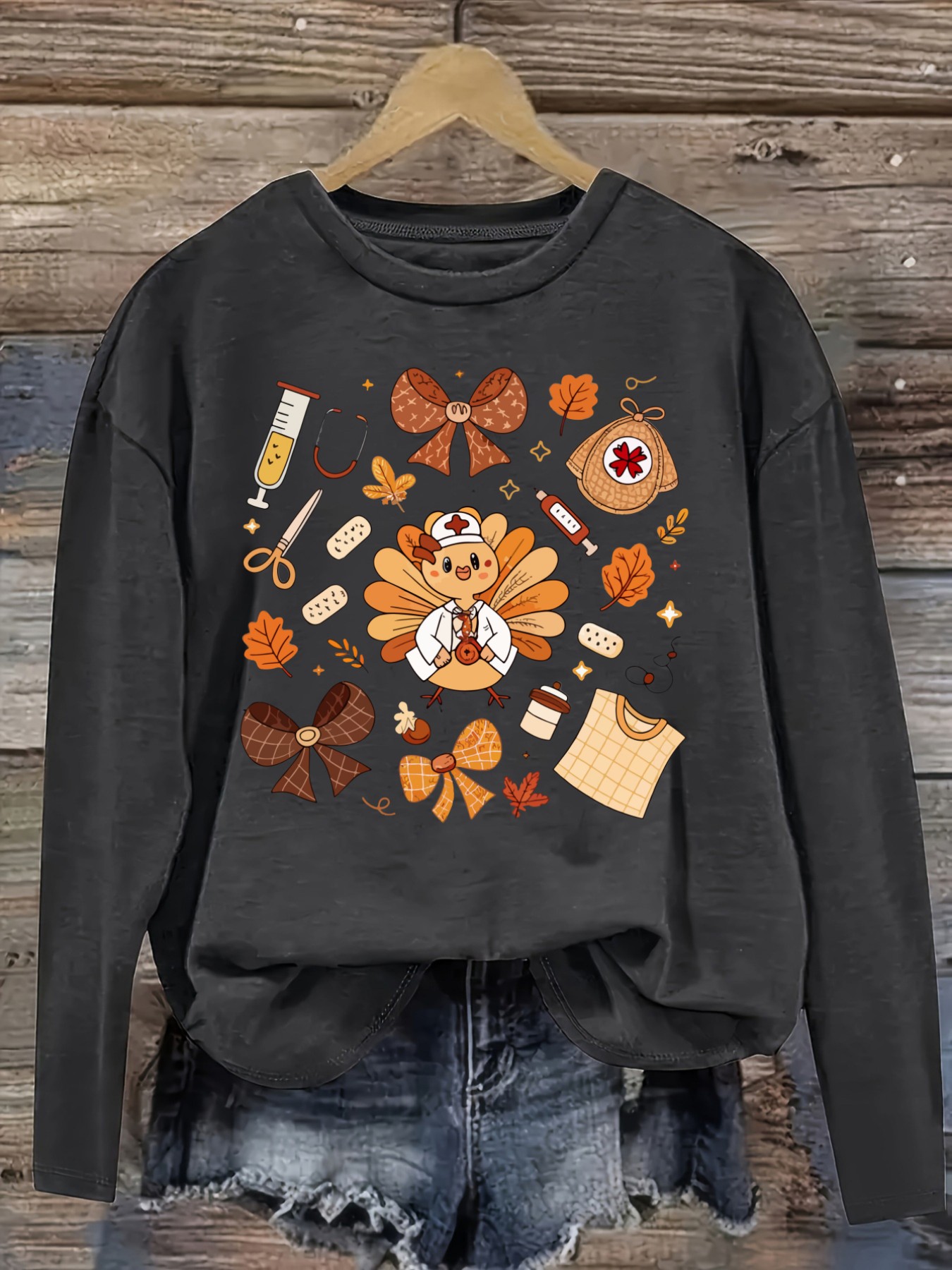 Women's Casual Long Sleeve Cre - Winter Clothing Cute 评论和价格