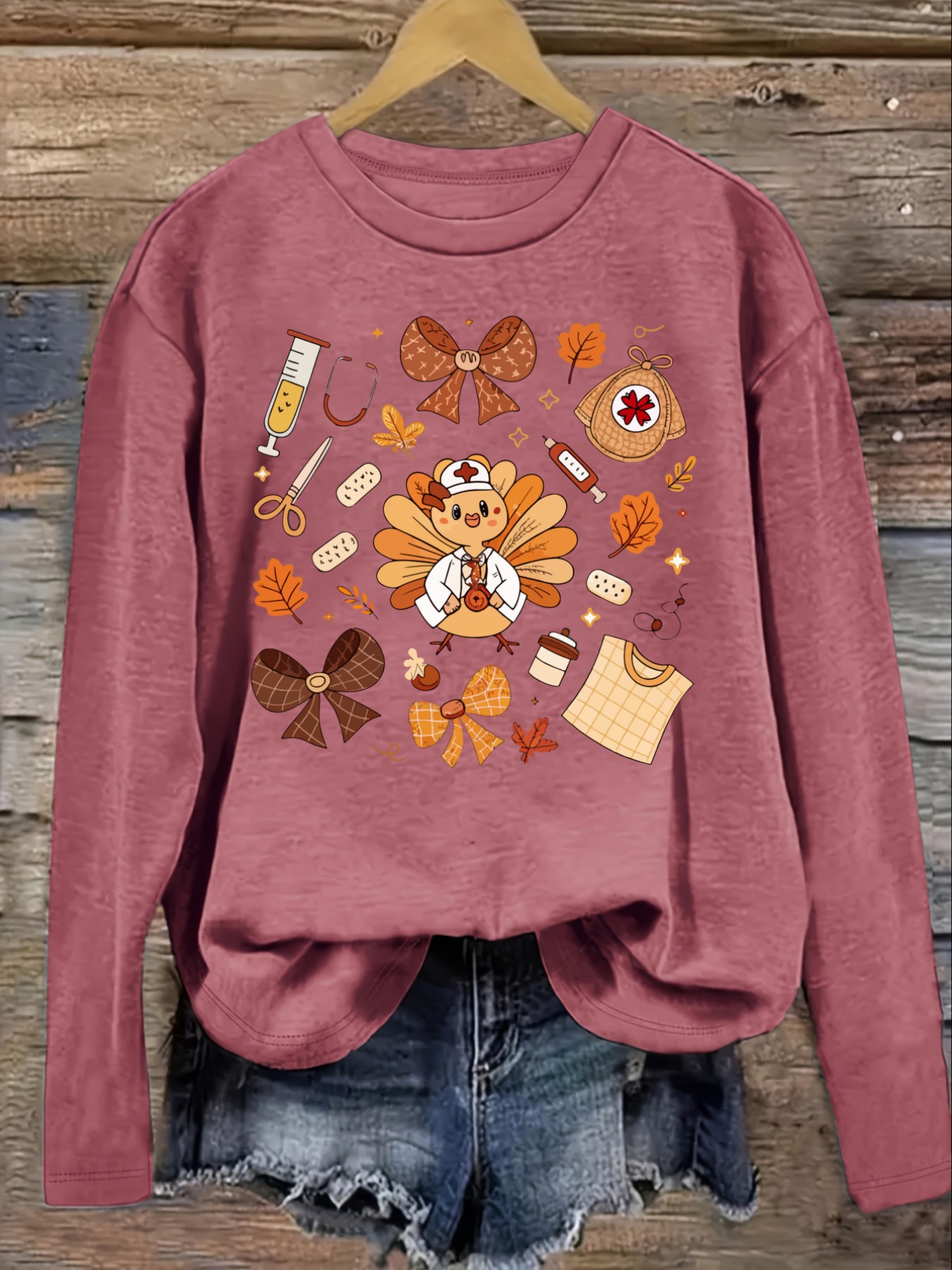 Women's Casual Long Sleeve Cre - Winter Clothing Cute 评论和价格