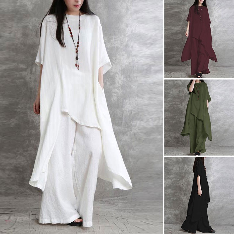 Women's Cotton Linen 2-piece S - Winter Clothing Girls 评论和价格