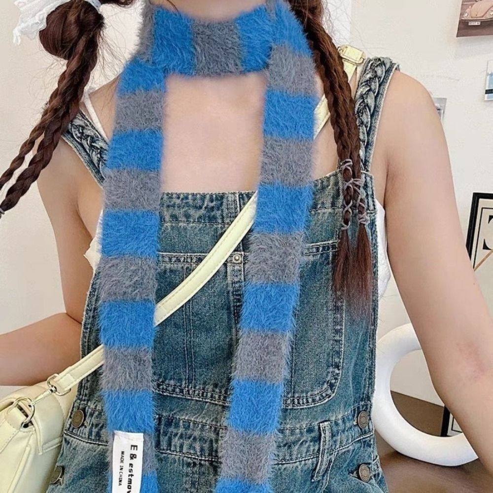 Knitted Y2K Girl Stripe Scarf  - Winter Clothing Girls 评论和价格
